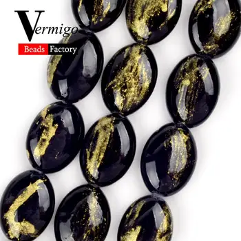 22pcs 13*18 mm Černý Lapis Lazuli Potvor Ploché Oválné Korálky pro Výrobu Šperků Distanční Korálky Diy Ženy Náramky Šperky Příslušenství