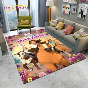3D Roztomilý Duch na Koni Zdarma Koně Kreslený koberec Koberec pro Domácí Obývací Pokoj Ložnice Pohovka Rohožka Dekor,děti Oblast Koberec Non-slip Mat
