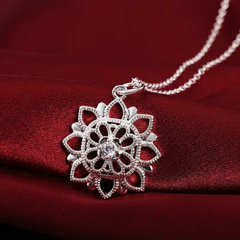 45cm 925 sterling Silver, 18 cm Zirkon Elegantní květinový Přívěsek Náhrdelník Pro Ženy módní party svatební Šperky dárky