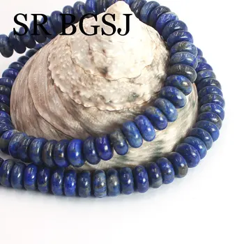 5x8mm Přírodní Modrý Kámen Lapis Lazuli Rondelle Šperky Distanční Drahokamy, Korálky Strand 15