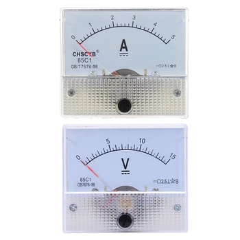85C1-Analogové Aktuální Panel Metr DC 5A AMP Ampérmetr a 85C1 Doladění Ciferník Analogový Volt Panel Metr Koleje DC 0-15V