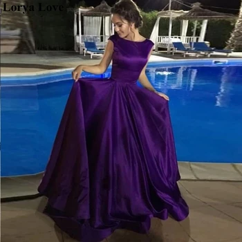 Angelsbridep Purple Prom Formální Šaty Ženy Party Večer Vestidos Gala Jaro A-Line Jednoduchý Satén Roucho, Elegantní Večerní Šaty