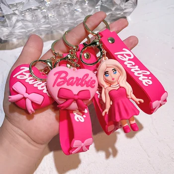 Barbie Kawaii klíčenka Šperky Příslušenství Anime Karikatura 3D Panenka Přívěšek klíčenky Barbie Klíčenky pro Ženy Příslušenství Dívky