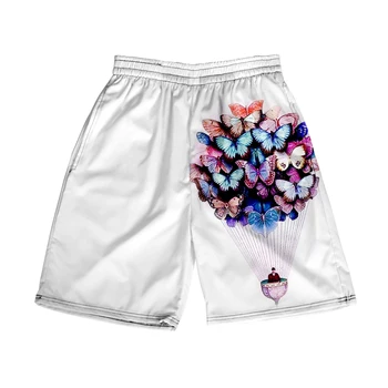 Butterfly Beach Šortky Pánské a dámské oblečení, 3D digitální tisk ležérní šortky Módní trend pár Kalhoty