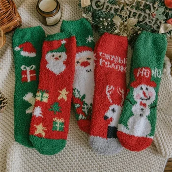 Coral Sametové Vánoční Ponožky Zimní Plyšové Teplé Zahuštěný Měsíc Podlaha Ponožky pro Muže a Ženy, Páry, Spánek Ponožky Dárek