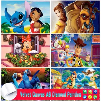 Disney Charakter Kreslený AB Sametové Plátno Diamond Malování Mickey Mouse Diamond Mozaika Vyšívací Sada Kompletní Drahokamu dekor