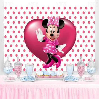 Disney Minnie Mickey Mouse Pozadí Zásoby Strany Milující Srdce, Fotografie, Pozadí, Narozeniny, Pozadí, Dívky, Chlapci Dekorace