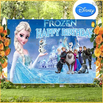 Disney Vlastní Roztomilé Zmrazené Sven Olaf Princezna Elsa Anna Hans Narozenin Ice Castle Pozadí Dekorace Fotografické Pozadí