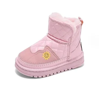 Dívčí kozačky 2023 zimní nové dětské Zahustit bavlna boty Nepromokavé Anti-slip Teplé Plyšové boty Dívčí Módní boty