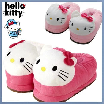 Hello Kitty Bavlněné Přezůvky Kawaii Zimní Plyšové Pantofle Boty Módní Roztomilé Ženy, Krytý Non-Slip Chlupaté Pantofle Teplé Boty Dárek