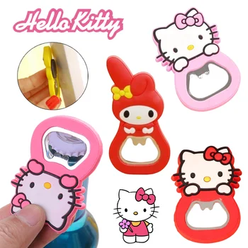 Hello Kitty Karikatura Slitiny Pivní Láhve Otvírák Roztomilé Lednice Magnet Silikonový Z Nerezové Oceli, Otvírák Na Láhve Kreativní Kuchyně Gadget