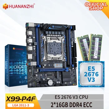 HUANANZHI X99 P4F LGA 2011-3 XEON základní Desky X99 s procesory Intel E5 2676 V3 s 2*16G DDR4 RECC Paměti Combo Kit Sada NVME