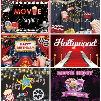 Kino, Pozadí pro Fotografování Hollywood Movie Night Téma Fotografické Pozadí Dospělé, Narozeninové Párty Hvězdičkový Red Carpet Dekorace