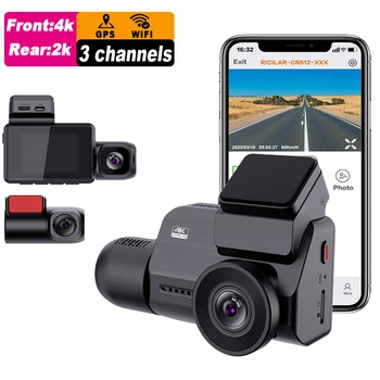M800 nové 4k dashcam auto dvr 4k dash cam 3 objektiv s aplikace, WIFI, GPS, Hd 4k kamera, přední a zadní uvnitř 3 kanál 4k dash cam