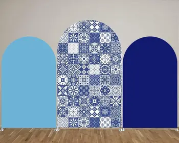 Mozaika Citron Portugalském Stylu Arch Pozadí Kryt Elastický Spandex Baby Sprcha Pozadí, Strana, Dekorace, Rekvizity