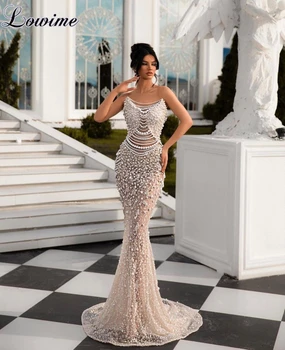 Mořská Panna Elegantní Plesové Šaty Luxusní Dámské Společenské Šaty S Perlami, Šaty Bez Rukávů Awards Obřad Šaty 2023 Vestidos De Noche