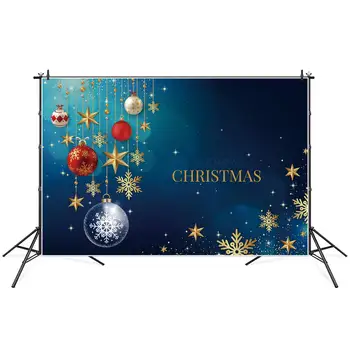 MĚSÍC.QG Pozadí Veselé Vánoce Banner Zlatá Hvězda sněhová Vločka Židle Míč Modré Světlo Bodové Nástěnné Party Photo Booth Rekvizity, Pozadí