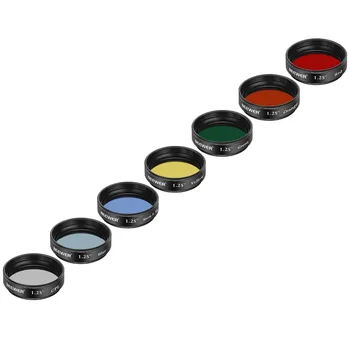 Neewer 1,25 cm Dalekohled Měsíc Filtr, CPL Filtr, 5 Barevných Filtrů Set(Červená, Oranžová, Žlutá, Zelená, Modrá), Okuláry, Filtry