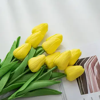 Sametové Textury Falešné Tulipány Skutečný Dotek Multicolor Umělé Tulipánu Květin pro Domácí Dekorace Kancelářský Stůl Party pro Domácí