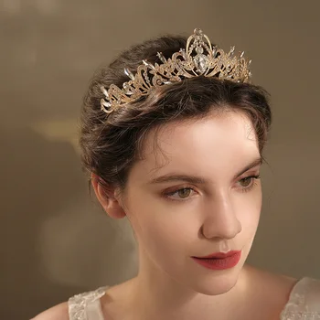 Svatební Crown Šperky Vlasy Nevěsta pokrývky hlavy Barokní Drahokamu Zlaté Stříbrné Barvě Čelenky Princezna Příslušenství pro Královnu Večírku