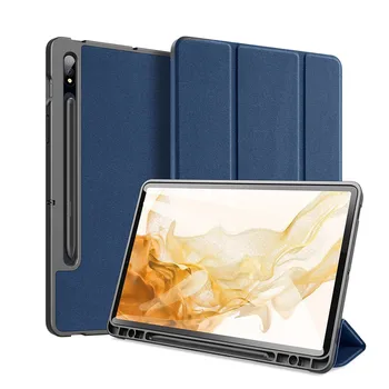 Vhodné Compitable Pro Galaxy Tab S8+ 12.4 palcový 2022 Případě PU Kůže Tablet Pouzdro Pro TPU Zadní Pera Stojí Auto Spánku Probudit
