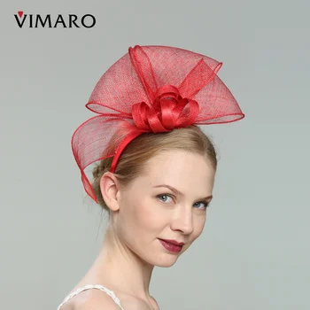 VIMARO Červené Sinamay Fascinators pro Ženy Elegantní Čelenky Fascinator Klobouky pro Ženy, Svatební a Kostel Derby Klobouk Žen