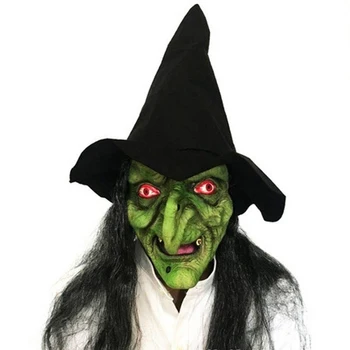 Vtipné Celý Obličej Zajištění Čarodějnice Halloween Maska, Emulze Strašidelný Karneval Horor Cosplay Vánoční Latex