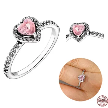 100% 925 sterling silver originální barevné krystal ve tvaru srdce prsten fit okouzlující náramek šperky pro ženy DIY přítelkyně dárky