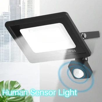 10W 20W 30W 50W 100W LED Smart Senzor Flood Light Venkovní Nástěnné Světlo 220V Černá Bílá Zahrada Vodotěsné Světlo Venkovní Reflektor