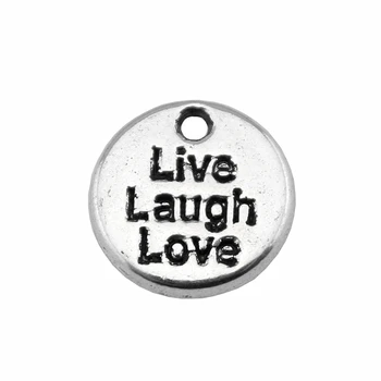40pcs 12x12mm Starožitný Stříbrný Pozlacený Live Laugh Love Ručně vyráběné Přívěsky Přívěsek Pro DIY Náramek, Náhrdelník