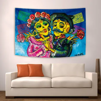 90 × 150 cm Den Mrtvých Mexický Karneval Cukr Lebky Zdi Mexické Gobelín Visí Obývací Pokoj Dekorace Gobelín