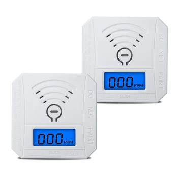 Detektor oxidu Uhelnatého Sada Kit 2Pack, CO Plyn Monitor Alarm S LCD Digitální Displej A Zvuková Upozornění, CO Alarm
