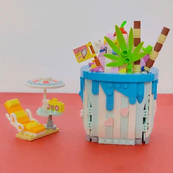 Hračka pro Děti 3D Model DIY Mini Bloků, Cihel, Stavebních zmrzlina Dezert Shop Chladný a Osvěžující, Chutné Jídlo Store