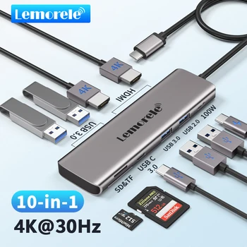 Lemorele TC91 USB C ROZBOČOVAČ USB 3.0 Dokovací Stanice USB Typ-C na Dual HDMI Pro Macbook Air Pro iPad Pro M2 M1 PC Prodloužení Na 2 Různé