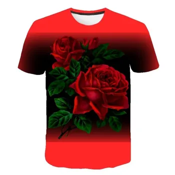 Letní New T Barevné Růže Obrázek Muže JE Pár T-Shirt 3d Digitální Tištěné Krátký Rukáv O Krku Krátký Rukáv, Vysoce Kvalitní Tričko