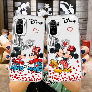 Mickey&Minnie Mouse Láska Transparentní Telefon Pouzdro Pro Xiaomi Redmi Poznámka 12 11E 11S 11 11T 10 10 9 9 T 9 8 8 TUN Pro Plus 5G