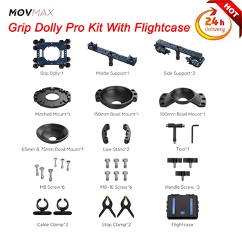 Movmax Dolly Grip Pro Kit s Flightcase ,s Lifeng Auto, Raketa, Systém Tlumení,Jeden Sací Up Ložiska 10Kg,Rychlá Montáž