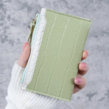 Nové malé čerstvé a jednoduché krokodýl print dámské karty taška kabelka dámská na zip multi-slot pro kartu burst