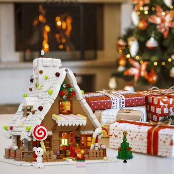 Nové Vánoční Perníkové chaloupce s Světlo Sada Zimní Sváteční Atmosféru Stavební Bloky Set Pro Děti Vánoční Dárky