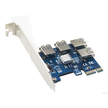 PCIE 1 Až 4 Adaptér Stoupačky Karty, 4 V 1 PCI-E Riser Adaptér Deska USB 3.0 Adaptér Multiplikátor Pro BTC Bitcoin Miner