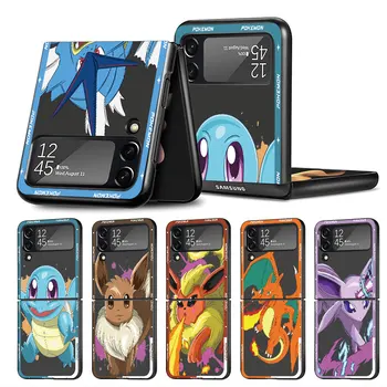 Pouzdro Pro Samsung Galaxy Z Flip 4 3 5 5G Černý PC Pevný Telefon Případech, Módní Zadní Kryt ZFlip Luxusní Funda Fuuny Anime Pokemon Capa