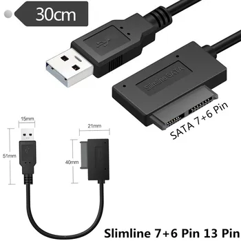 SATA7P+6P Na USB 2.0 Přenosný Externí Optickou Jednotku Box Údajů Duální Napájení USB Snadno Řídit 30CM Kabel