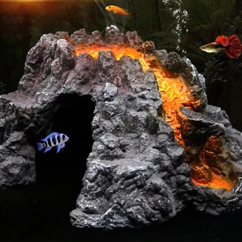 Sopka Tvar Dekorace Sopečné Erupce Pryskyřice Jeskyně Ozdoby Ryby Spát Zbytek Domu Pro Akvárium Fish Tank Dekorace
