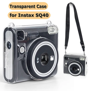 Transparentní Pouzdro pro Instax NÁMĚSTÍ SQ40 Fotoaparátu Vymazat PC Ochranný Shell Kryt s Popruhem pro Fujifilm SQ40 Kamery Příslušenství