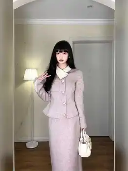 UNXX Elegantní Korean Drama Inspirované Oblečení - Vintage Elegantní Podzimní/Zimní Šaty a Kabát pro Ženy Plus Velikost Dostupné Hot Prodej