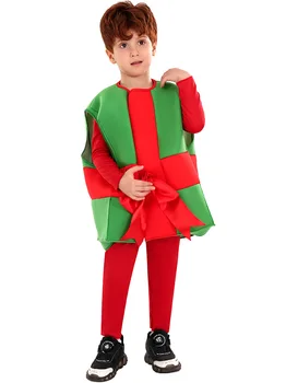 Vánoční Kostým pro Děti Oblečení Santa Claus Dárkové Krabici Oblečení, Vánoce, Šaty, Párty, Dovolená Výkon oblečení za vel